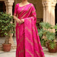 Pure raw silk saree with golen zari weave-stitched blouse