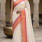 Mul cotton saree with multicolor border (fall and pico done)NO Blouse piece