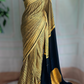 Modal silk saree with black stripes- stitched blouse