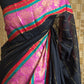 Black Mul cotton saree with kanchee border - No BP ( saree fall and pico done)
