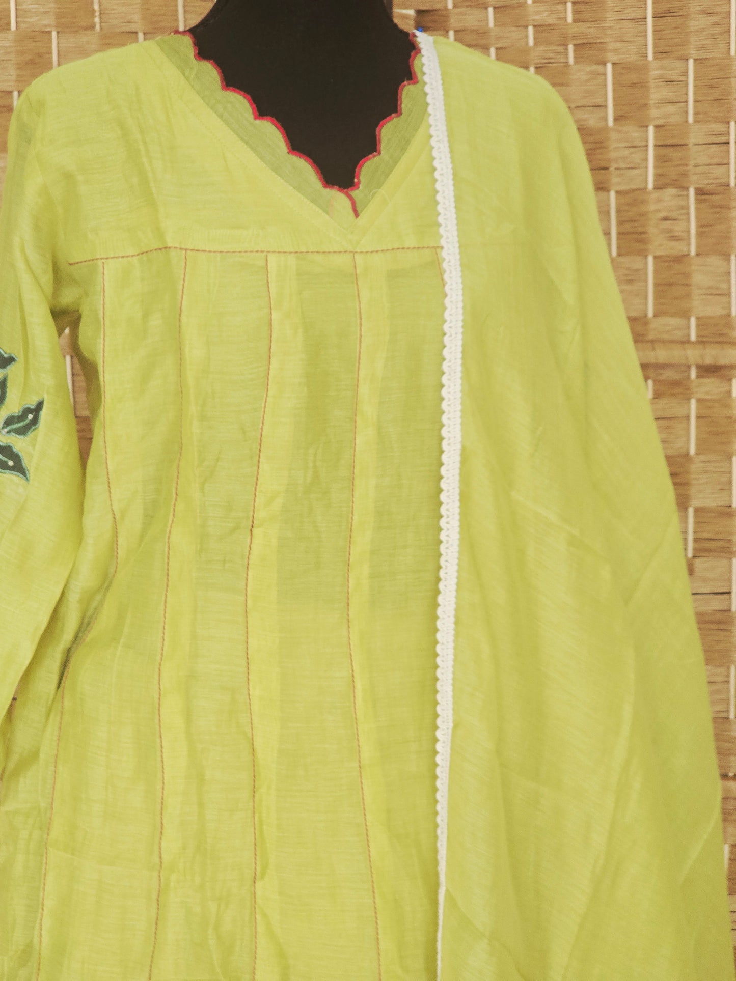 Malai chanderi  A line 3 pc salwar suit set with beautiful work