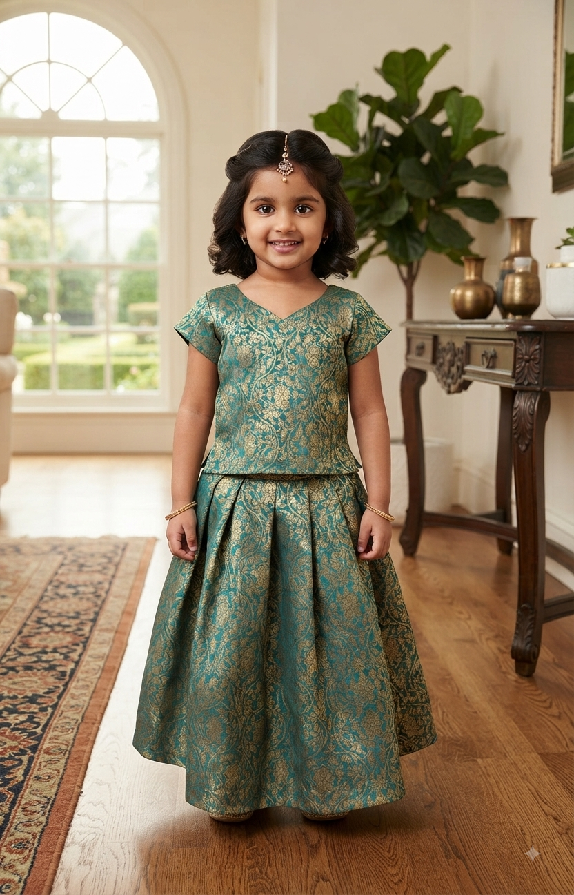 Brocade skirt and top -1-2yrs