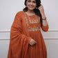 Mul cotton rust color- Salwar suit 3 PC set