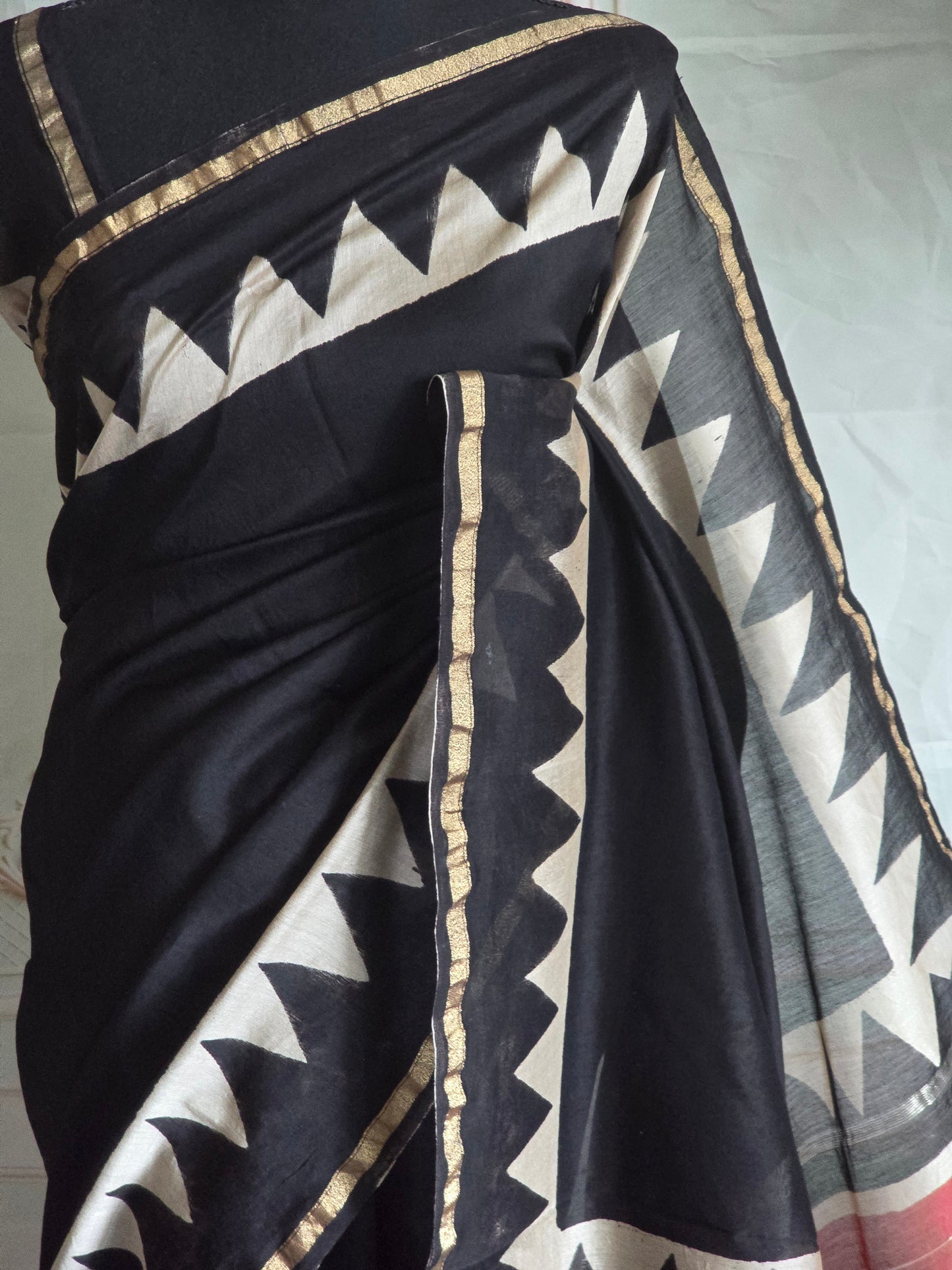 Chanderi silk saree with handblock print-BP