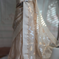 Beige golden shade-Kora Organza saree with golden weaves- Stitched blouse