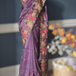 Crushed organza saree with thread work-stitched blouse
