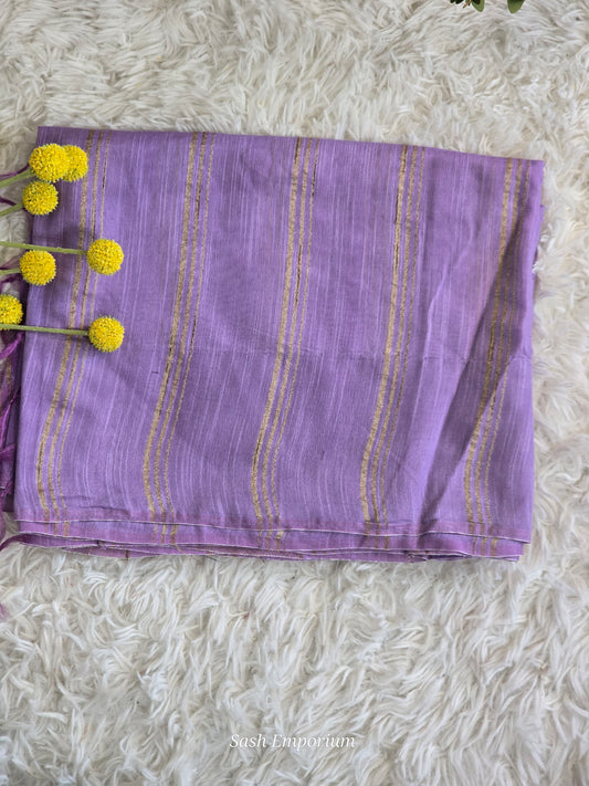 Semi tussar saree with gold stripes