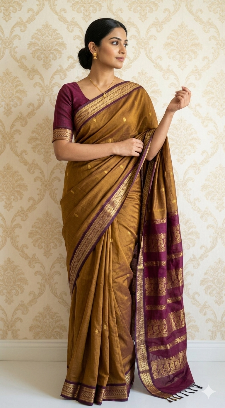 Kalyani cotton saree with stitched blouse