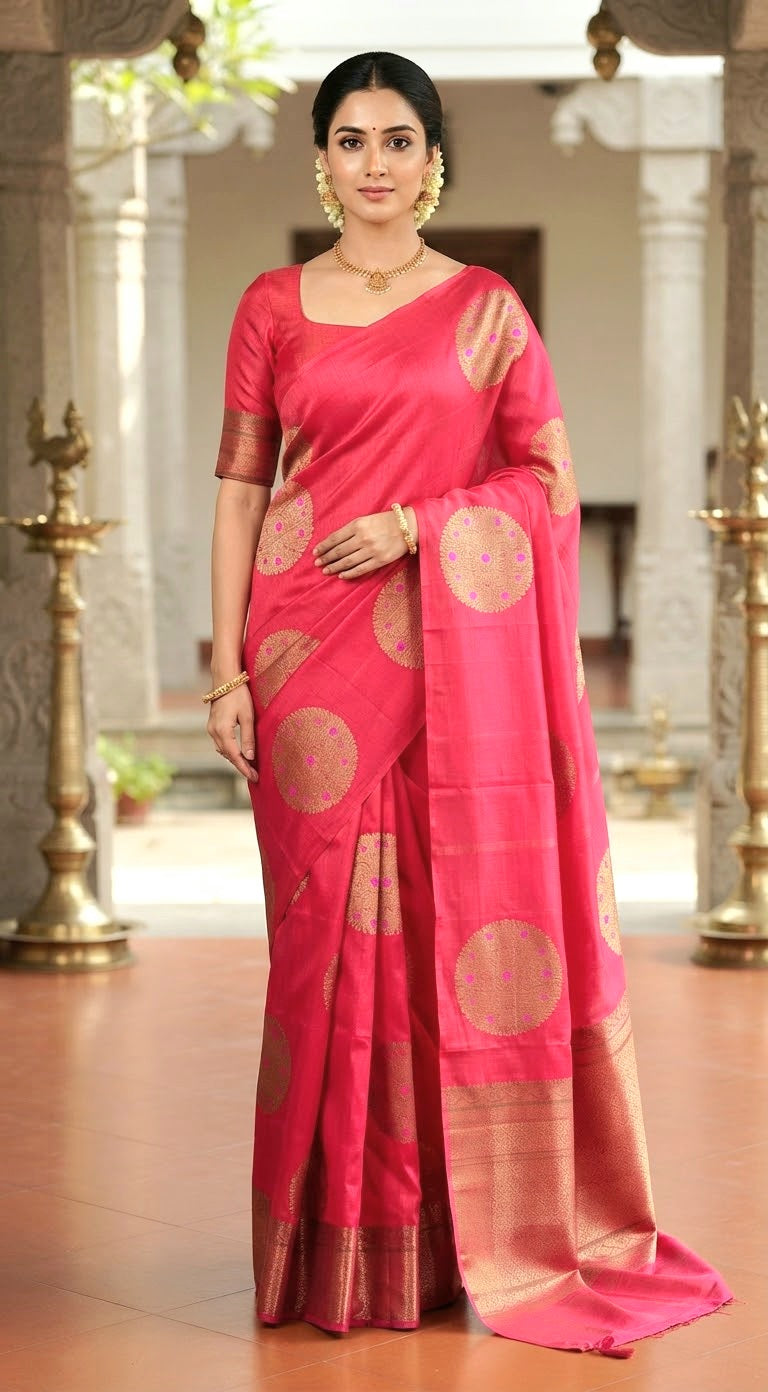 Banarasi semi tussar saree with stitched blouse