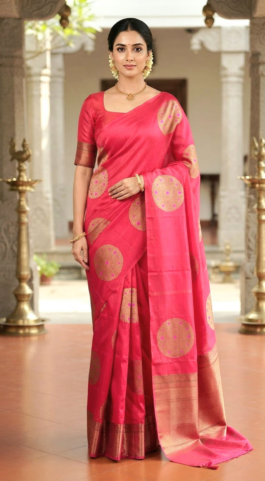 Banarasi semi tussar saree with stitched blouse