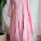Malai chanderi 3 pc salwar suit set(Baby pink