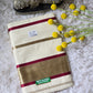 Soft cotton onam saree with maroon/ gold stripes