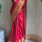 Kancheepuram soft silk check design saree with copper zari-stitched blouse