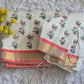 Premium cotton kerala saree with floral block print design-stitched blouse