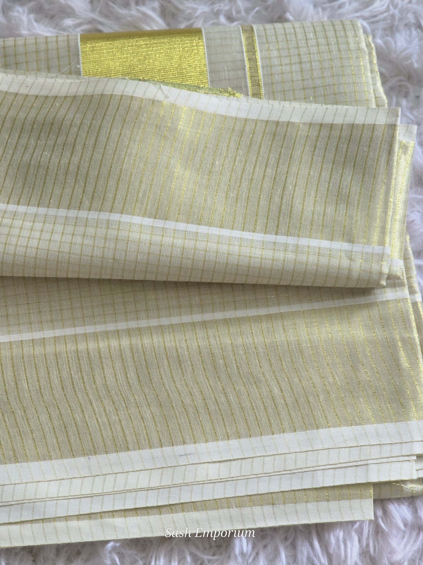 Tissue check design set saree