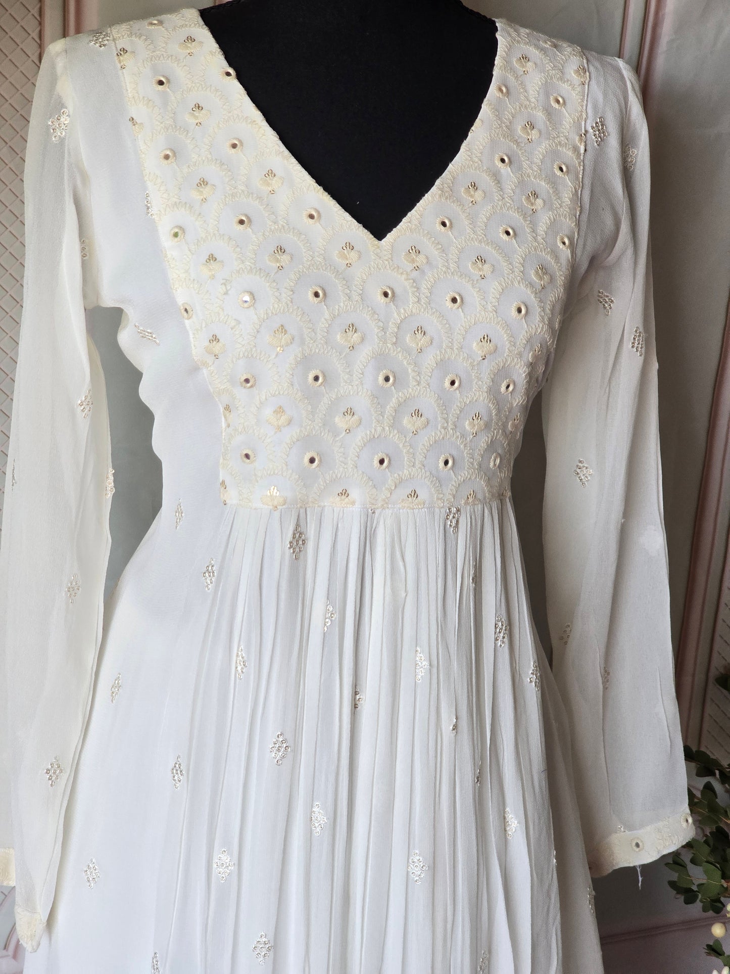 White(Georgette)A line kurti
