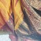 Soft silk kancheepuram(mutard yellow greenish brown)saree with stitched blouse/falln pico