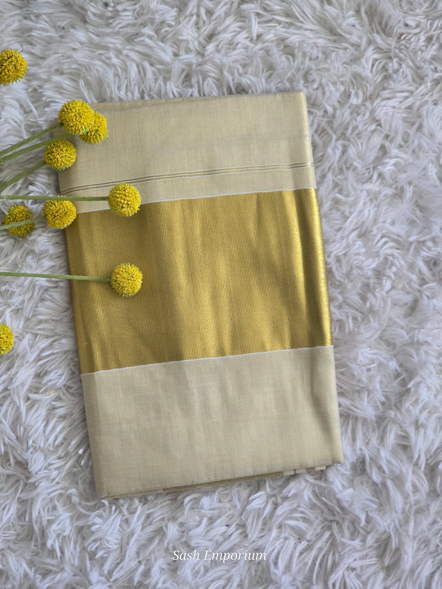 Tissue set saree with gold border