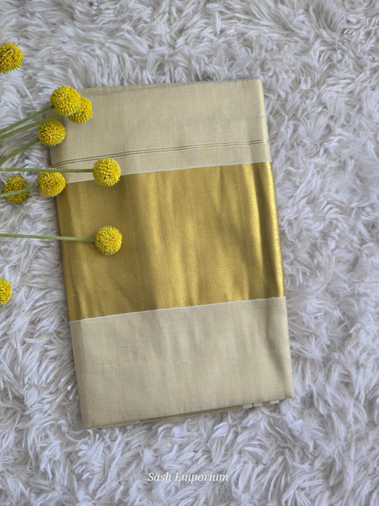 Tissue set saree with gold border