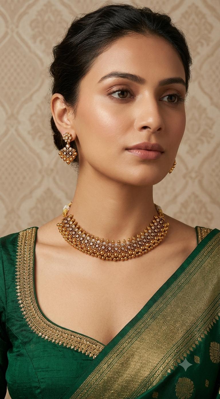 Short  traditional necklace with earrings
