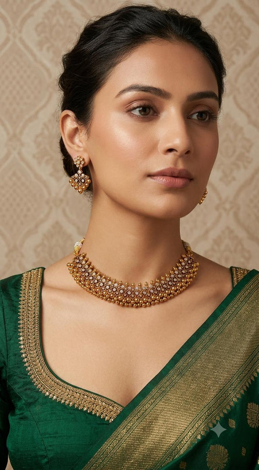 Short  traditional necklace with earrings