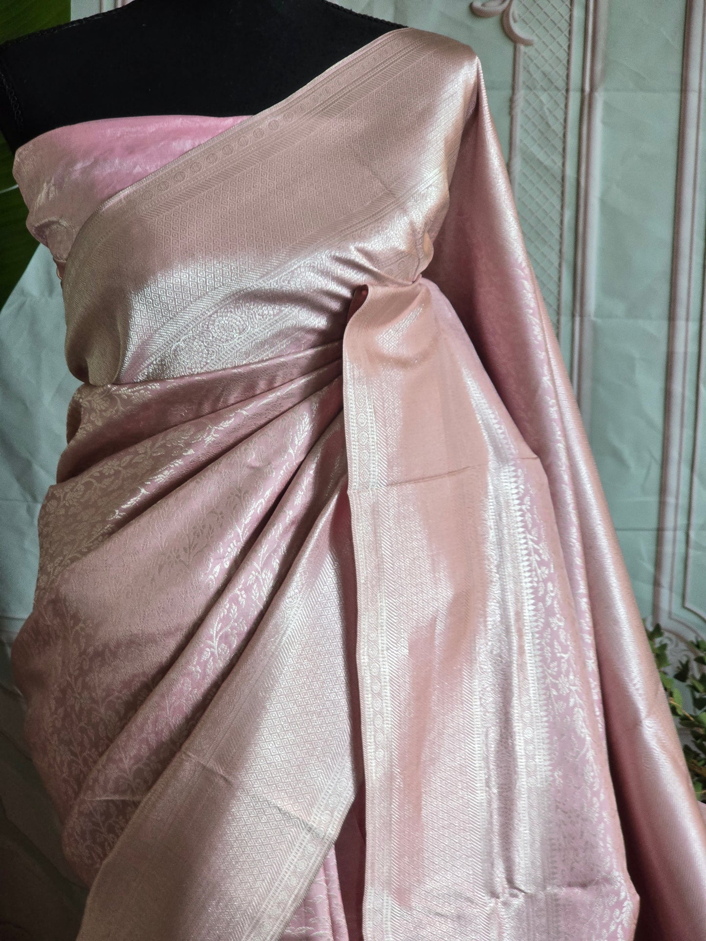 Soft brocade kancheepuram silk saree ( Rosegold) with BP