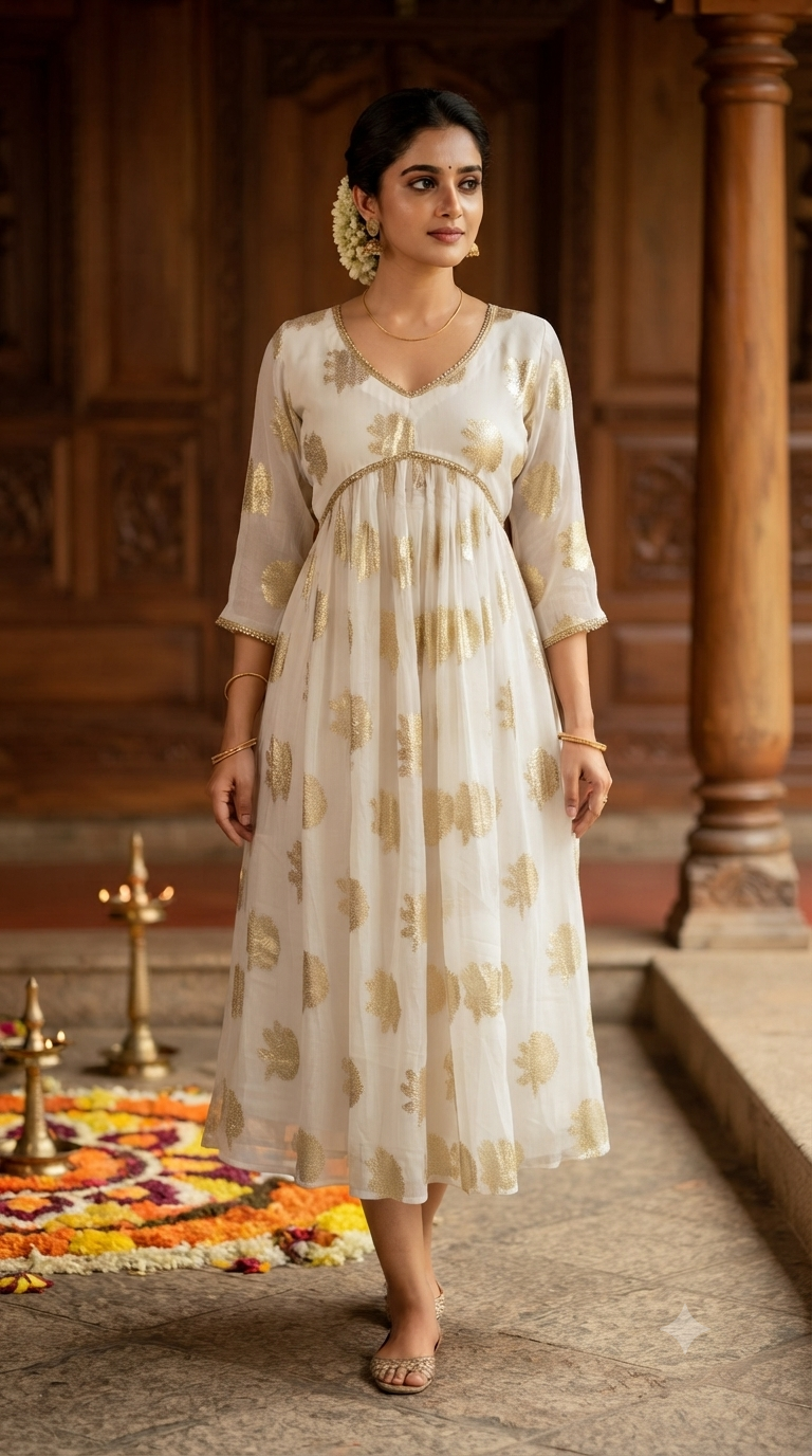 A line frock style kurti with design