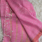 Linen- cotton saree with copper border- stitched blouse
