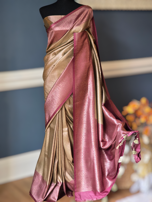 Kubera soft silk saree with stitched blouse