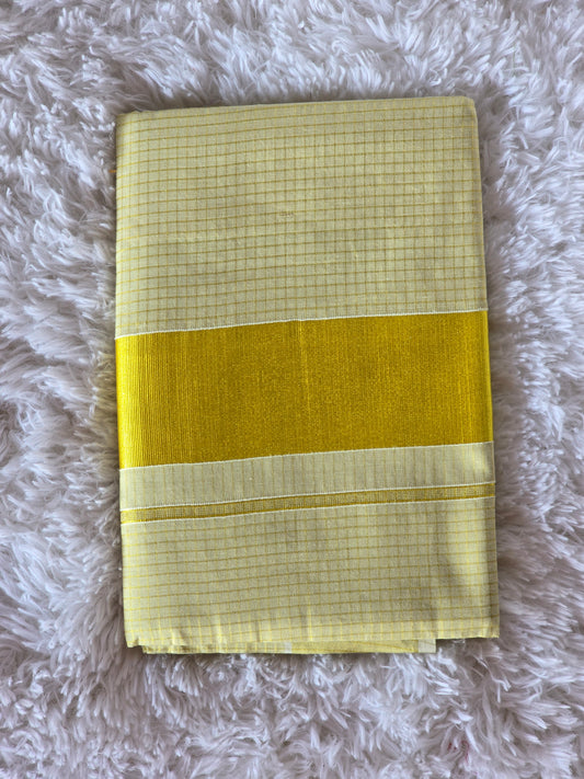 Set saree with gold check design