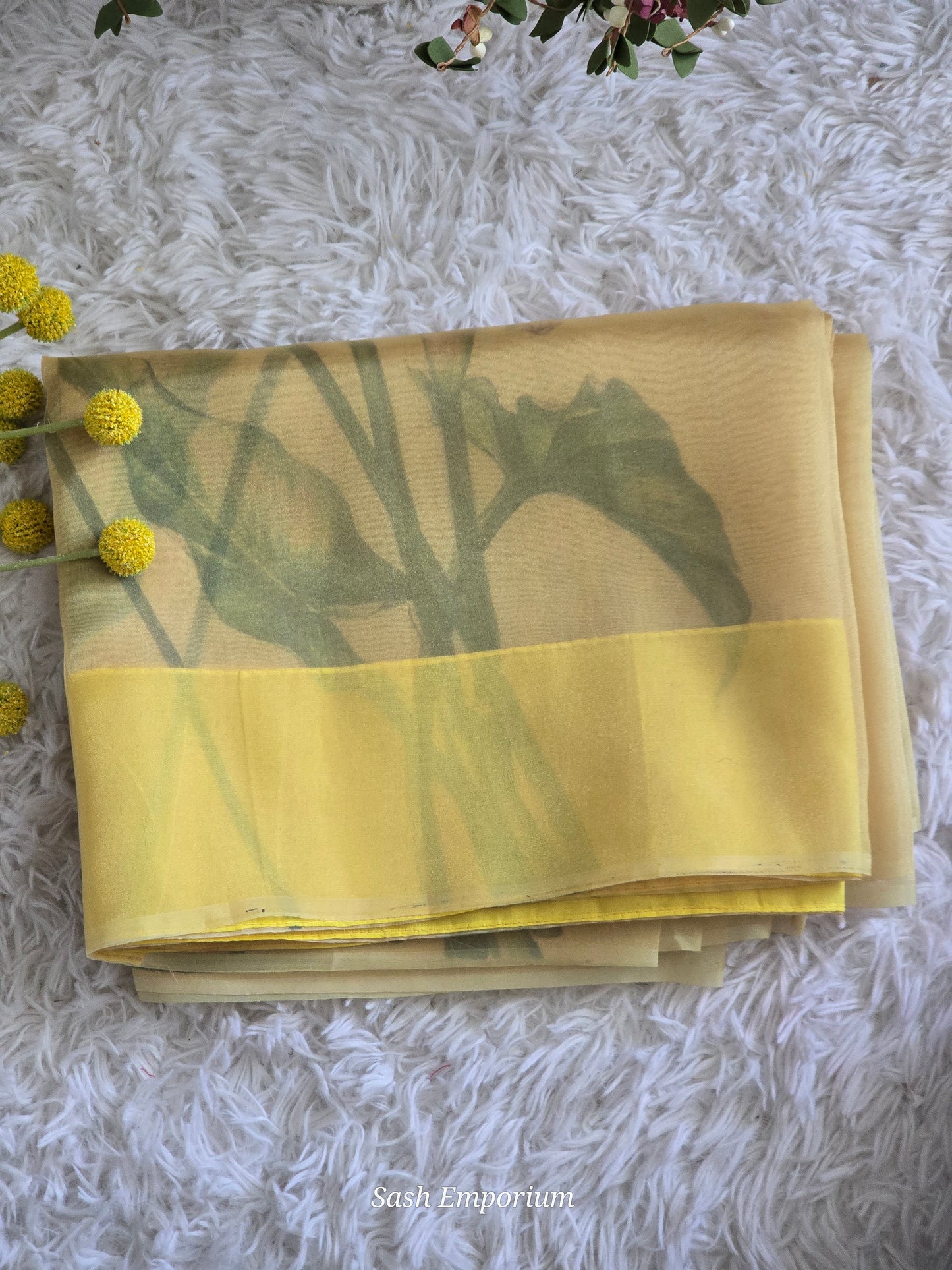 Semi organza saree with floral design