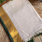 Mul cotton onam saree with gold/green border- no blouse