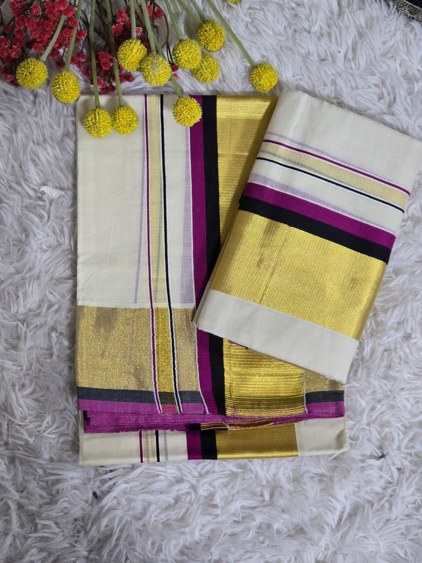 Cotton set mund-purple/green