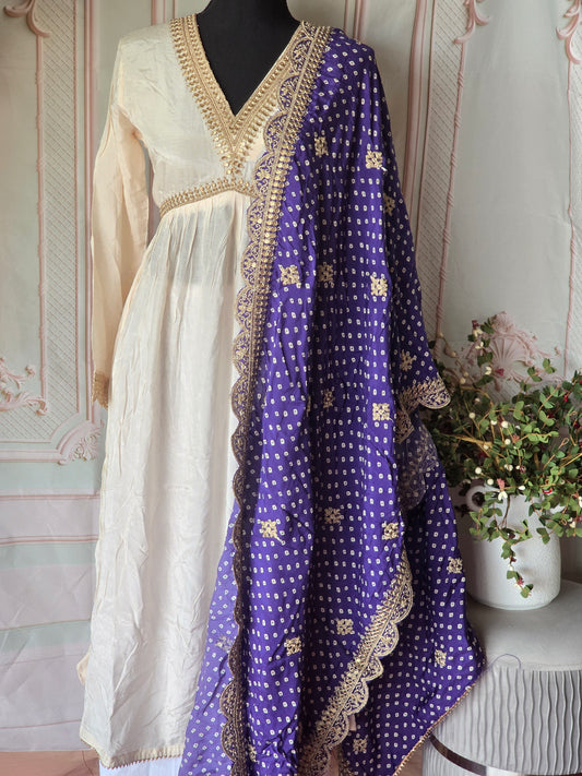 Creme salwar suit 3 pc set