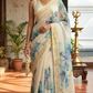 Semi silk saree with floral design- stitched blouse (sleeve)(34-42 size)
