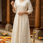 Cotton A line frock style kurti with golden stripes