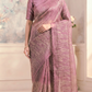 Pure organza designer saree with stitched blouse (mauve pink tone)
