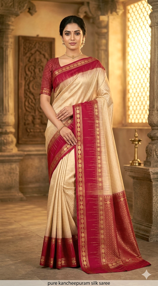 Kancheepuram silk saree with stitched blouse