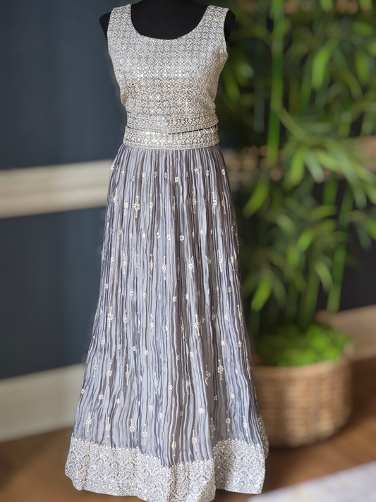 Bright grey 3 pc party wear set