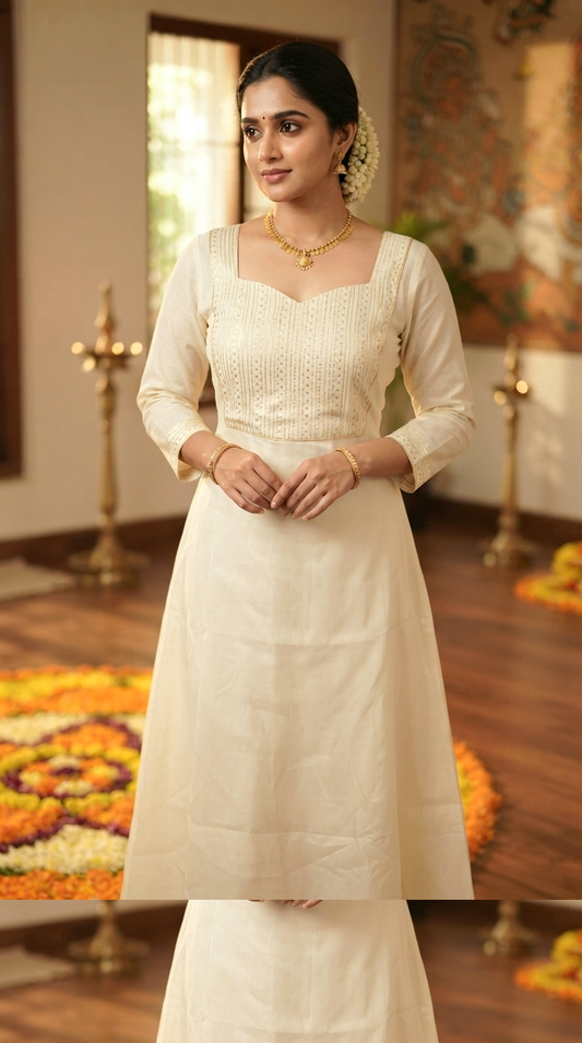 Cotton A line kurti with yoke design