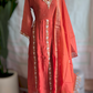 Malai chanderi 3 pc salwar suit set-Rusty orange shade