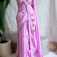 Russian silk (lavender)saree with french knot heavy work-stitched blouse