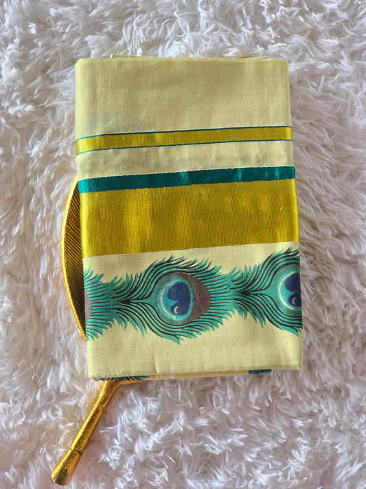 Set saree with peacock design