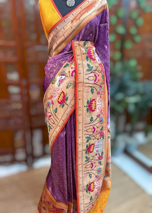 Banarasi brocade katan silk saree with paithani border- BP