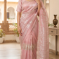 Pure organza designer saree with stitched blouse (rosegold peach tone)