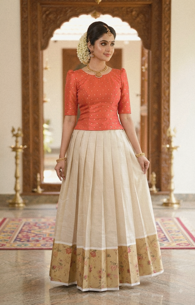 Onam skirt and top (size in the description )