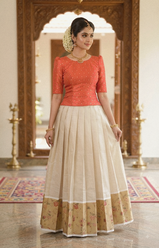 Onam skirt and top (size in the description )