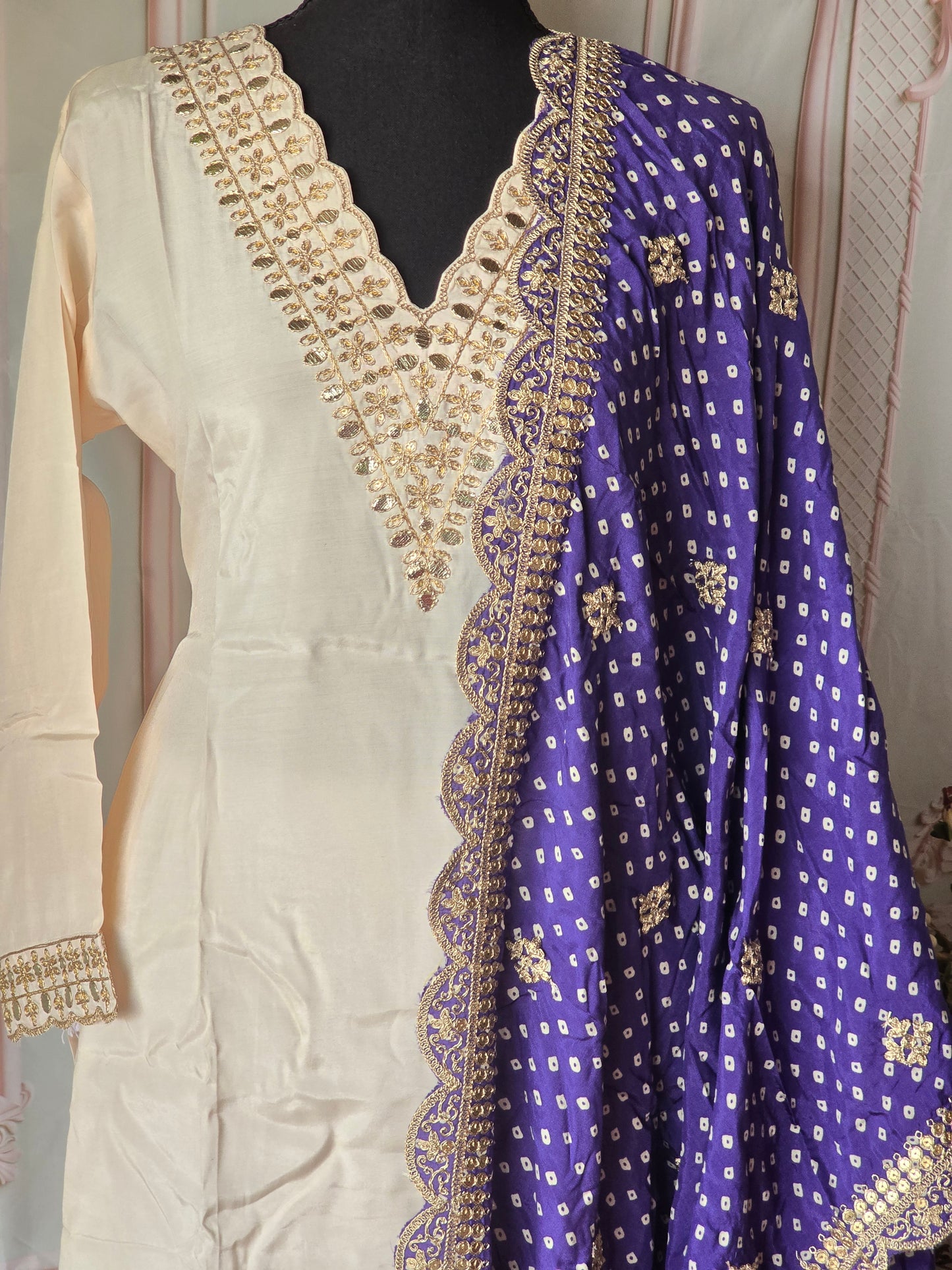 Creme color 3 pc salwar suit set