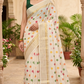Mul cotton saree with multi color polka dots and border (fall and pico done)NO Blouse piece