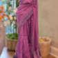 Pure muslin silk saree (Light lilac) with sequins- stitched blouse